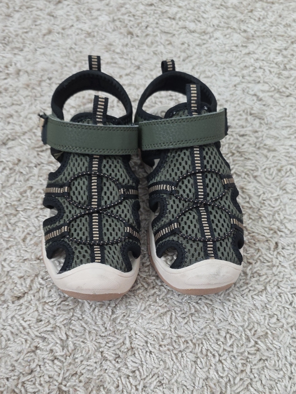 wonder nation Olive Green and Black Kids Active Sandals